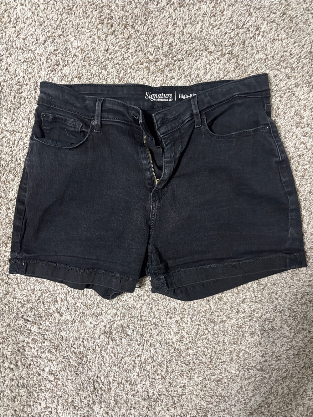 Signature by Levi Strauss Black High-Rise Denim Cutoff Shorts